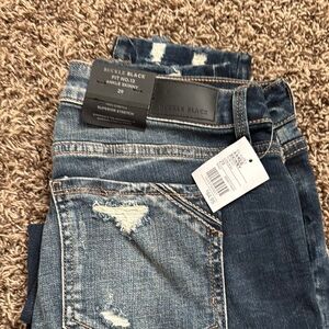 Ankle Skinny Jeans - Distressed Medium Blue buckle black